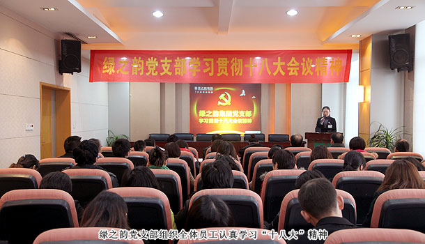 綠之韻集團黨支部組織全體員工認真學習貫徹黨的十八大會議精神